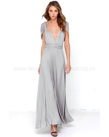Tricks Of The Trade Light Grey Maxi Dress (Convertible Dress)